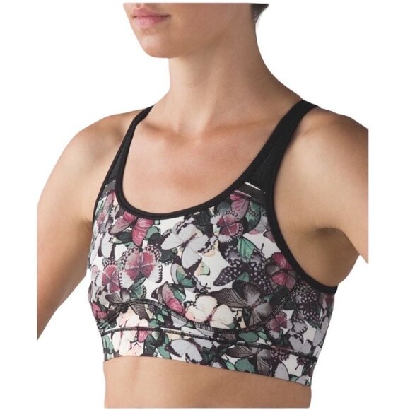 Lululemon Sweaty or Not Bra II So Fly Butterfly Angel Wing Sports‎ Bra Size 4 - Picture 1 of 11